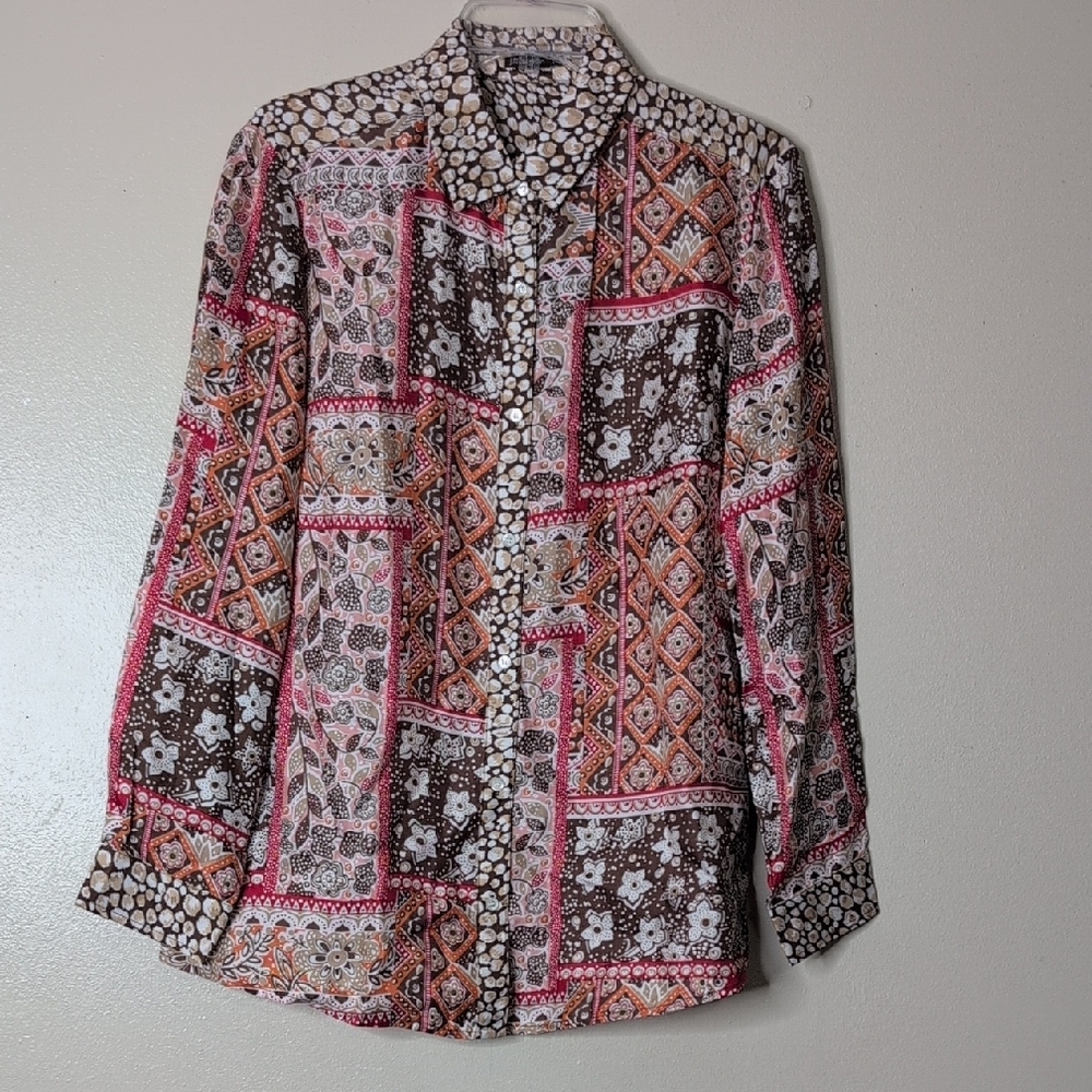 J. Mclaughlin Multicolor Patterned Button-Up Shir… - image 2